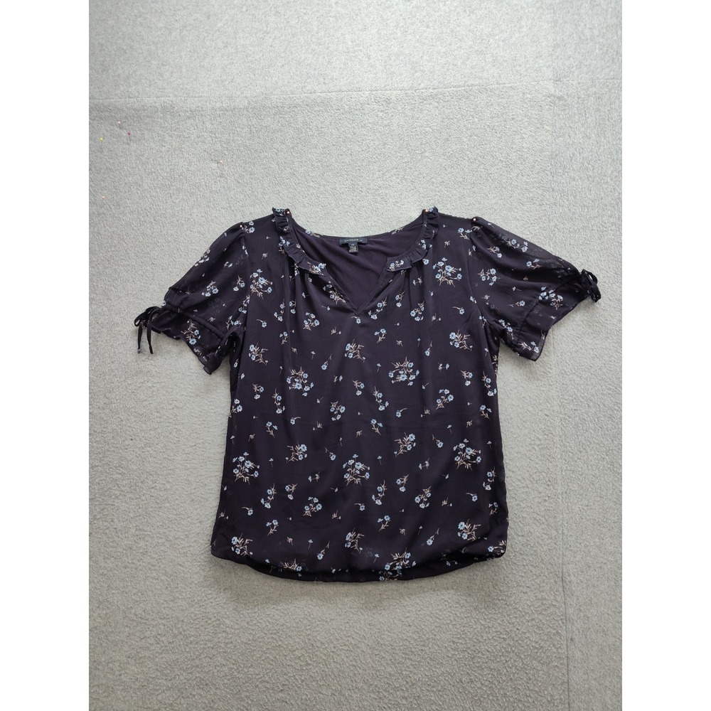 Tamara H Women Top S/P Multicolor Floral V Neck Short Sleeve Ruffle Logo Casual